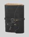 19023A LEATHER JOURNAL WITH ANTIQUE KEY BLACK