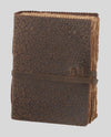 19027B 8 IN LEATHER FLORAL EMBOSSED JOURNAL BROWN