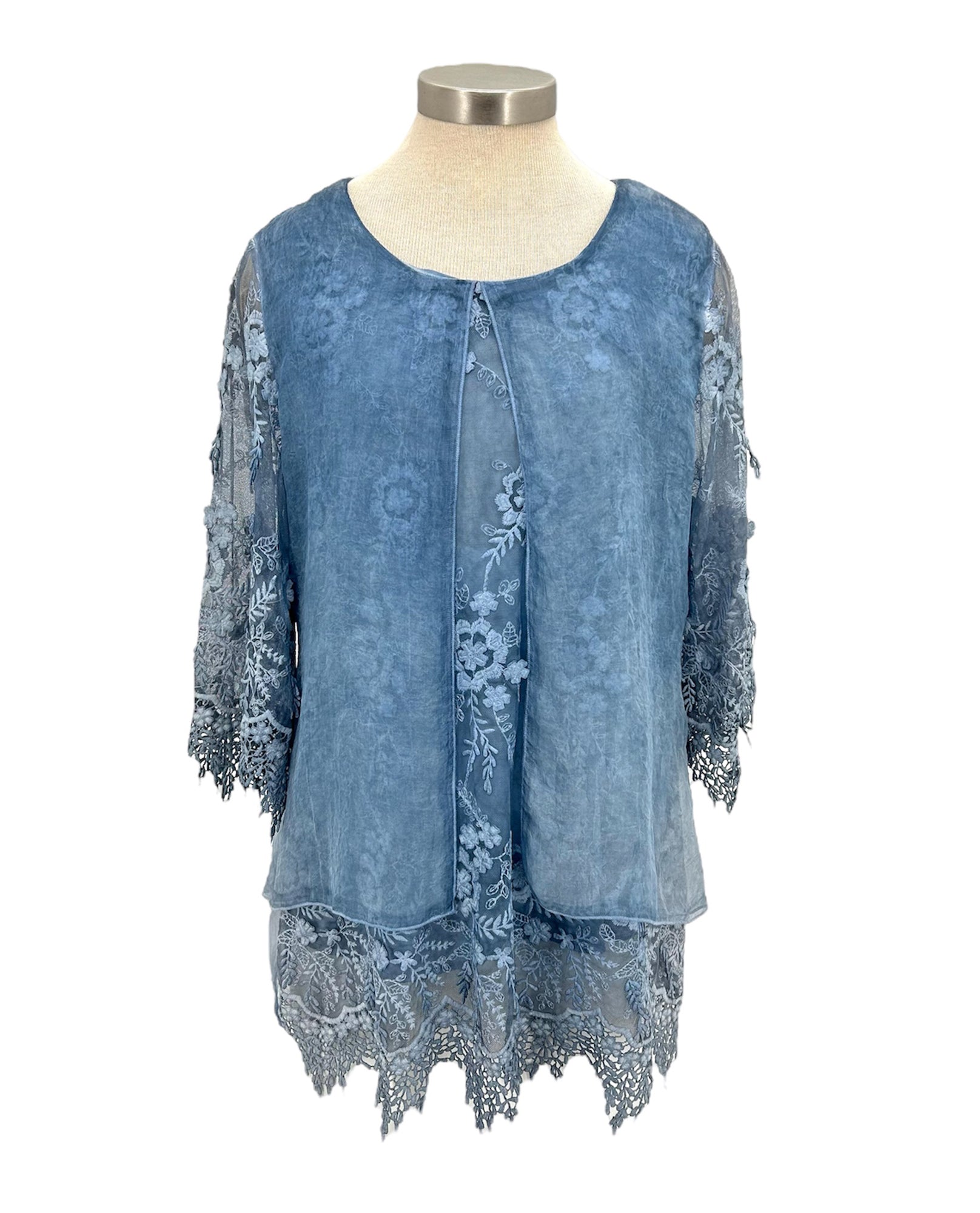 RADZOLI 19116 LACE TUNIC | Lace Top With Split Overlay – The Clothing Cove