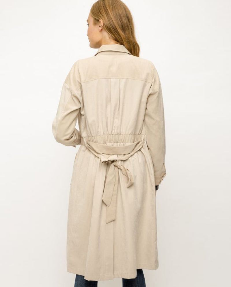 MYSTREE 19674 TONAL BLOCK TRENCH COAT BEIGE