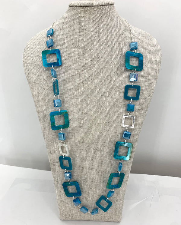 NICKEL FREE RESIN NECKLACE 14490 TURQUOISE