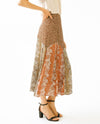 MYSTREE 19698 MIX PRINT A-LINE SKIRT OLIVE RUST