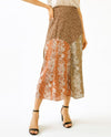 MYSTREE 19698 MIX PRINT A-LINE SKIRT OLIVE RUST