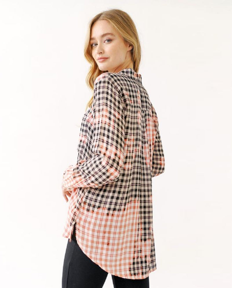 MYSTREE 19739 WASHED CHECKER SHIRT BLACK MIX