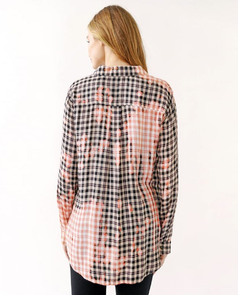 MYSTREE 19739 WASHED CHECKER SHIRT BLACK MIX