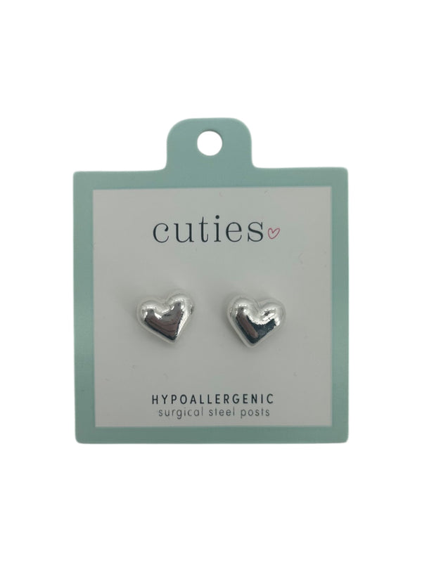 CUTIES HYPOALLERGENIC SILVER HEART EARRING 8170268