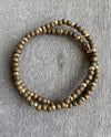 2 pc Stack Stretch Gold & Wood beaded Bracelet OLIVE