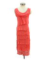 MADE IN ITALY 2031 LAYERED RUFFLE LONG DRESS CORAL