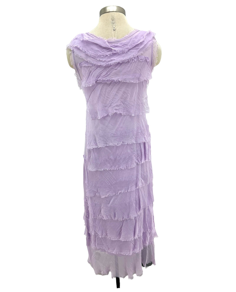 MADE IN ITALY 2031 LAYERED RUFFLE LONG DRESS LILAC