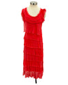 MADE IN ITALY 2031 LAYERED RUFFLE LONG DRESS RED