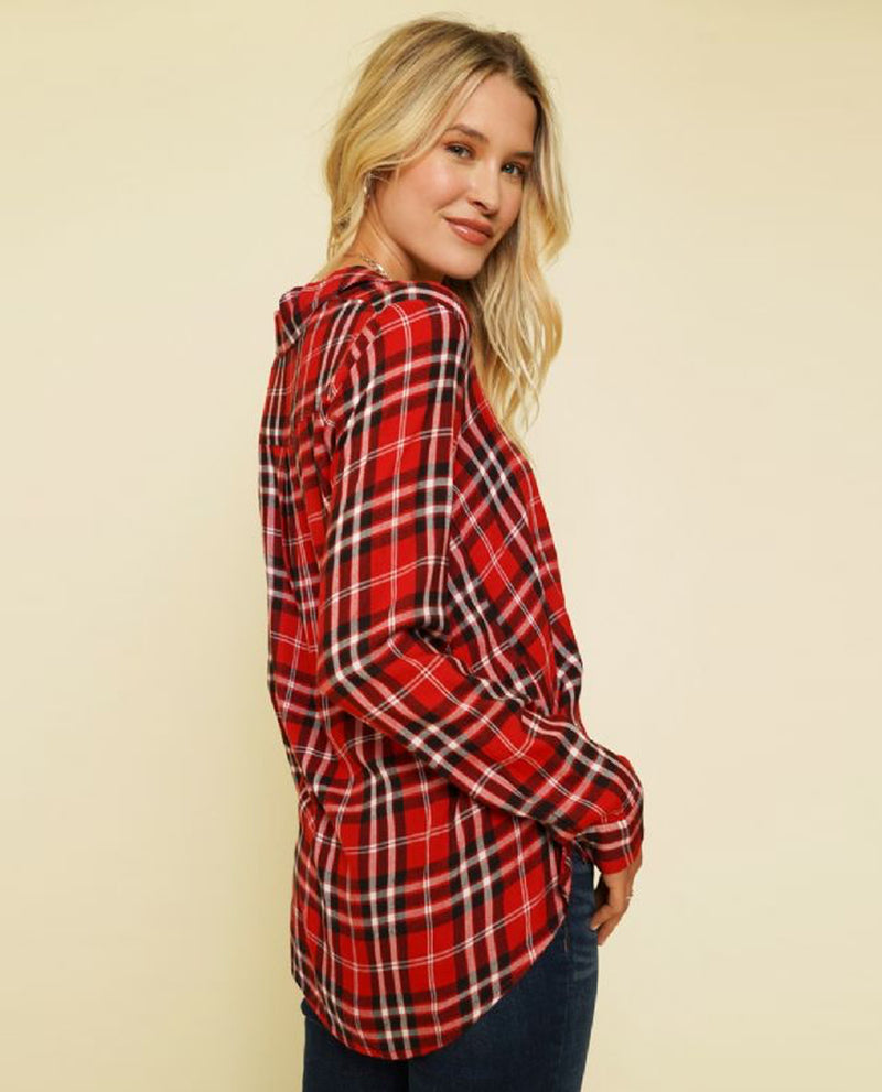 MYSTREE 20476 BUTTON DOWN PLAID SHIRT RED