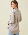 MYSTREE 20478 BUTTON DOWN SILKY RELAXED SHIRT ASH