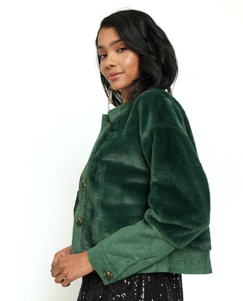 MYSTREE 20482 FAUX FUR JACKET HUNTER GREEN