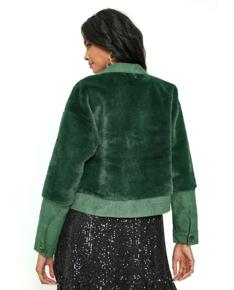 MYSTREE 20482 FAUX FUR JACKET HUNTER GREEN