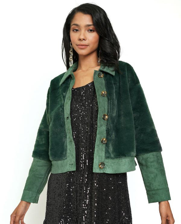 MYSTREE 20482 FAUX FUR JACKET HUNTER GREEN