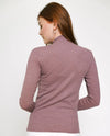 MYSTREE 20563 LETTUCE EDGE MOCK NECK TOP DARK MAUVE