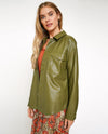 MYSTREE 20613 FAUX LEATHER SHIRT JACKET OLIVE