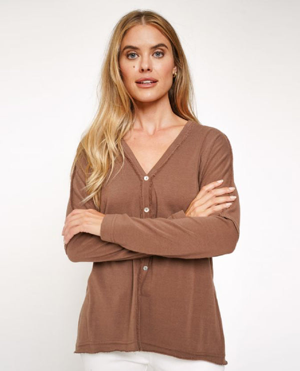 MYSTREE 20626 V-NECK DROP SHOULDER CARDIGAN BROWN