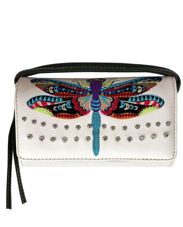 2066W184 EMBROIDERED DRAGONFLY WALLET BEIGE