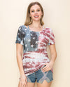 VOCAL 20902S AMERICAN FLAG GRAPHIC SHORT SLEEVE KNIT TOP RED/WHITE/BLUE