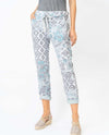 MADE IN ITALY 21110H HEART PRINT PANT WHITE/AQUA