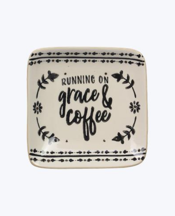 21666 FAITH & COFFEE TRINKET DISH RUNNING ON GRACE & COFFEE