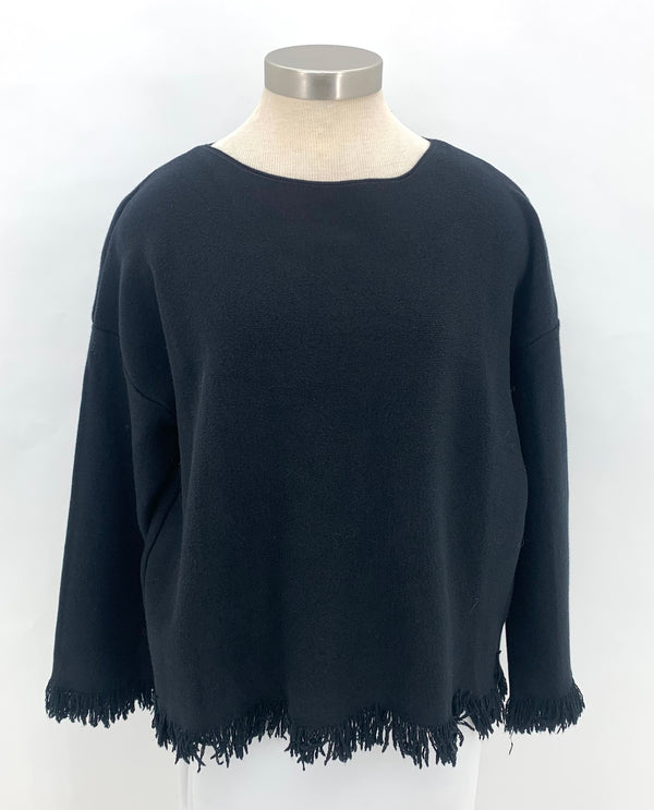 MADE IN ITALY 2298 FRINGE SWEATER black