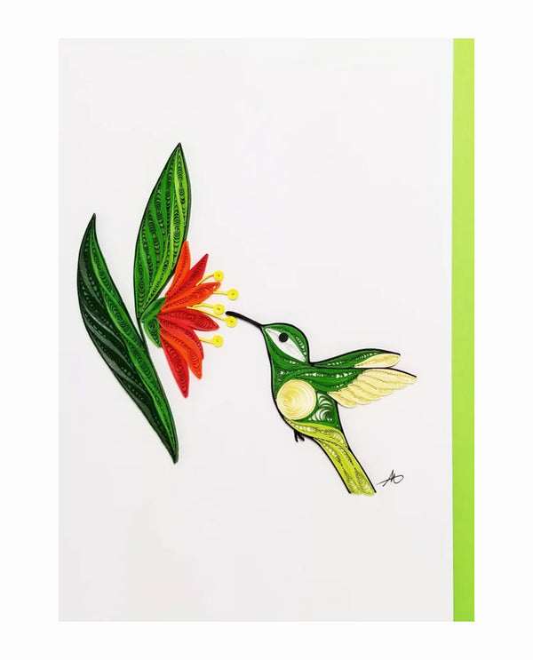 ICONIC QUILLING 232 FEMALE HUMMINGBIRD 5X7 CARD