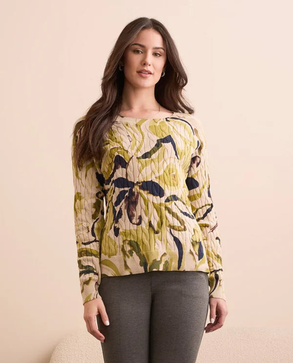 TRIBAL 2383O LONG SLEEVE CREW NECK SWEATER
