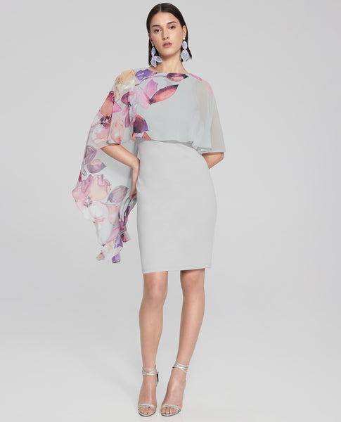 JOSEPH RIBKOFF 241718 FLORAL CAPE DRESS | Joseph Ribkoff Dress 2024 JOSEPH RIBKOFF 241718 FLORAL CAPE DRESS | Joseph Ribkoff Dress 2024
