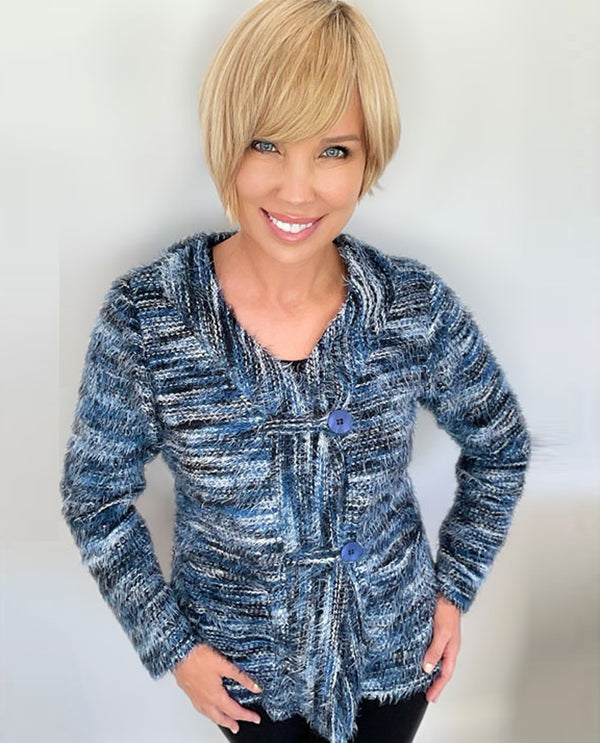ETHYL 24223 EYELASH SWEATER BLUE