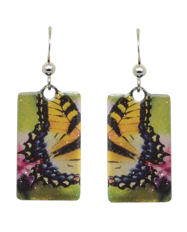 D'EARS 2439 SMALL RECTANGLE YELLOW SWALLOWTAIL EARRING
