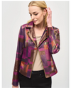 JOSEPH RIBKOFF 243921 FOILED PRINT FAUX SUEDE JACKET_MULTI