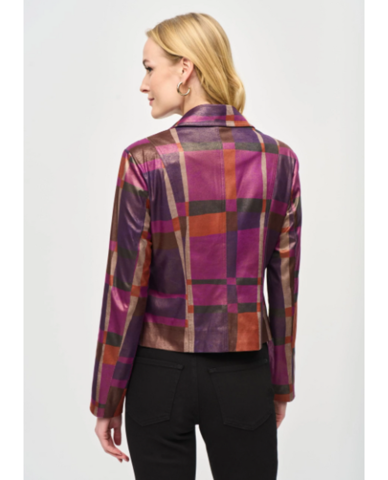 JOSEPH RIBKOFF 243921 FOILED PRINT FAUX SUEDE JACKET_MULTI