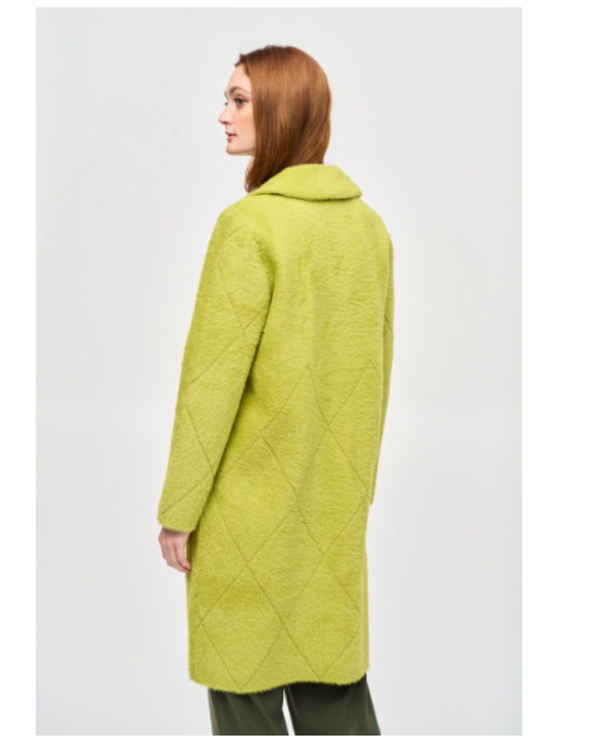 JOSEPH RIBKOFF 233951 KN EE LENGTH TEXTURED KNIT COAT_WASABI