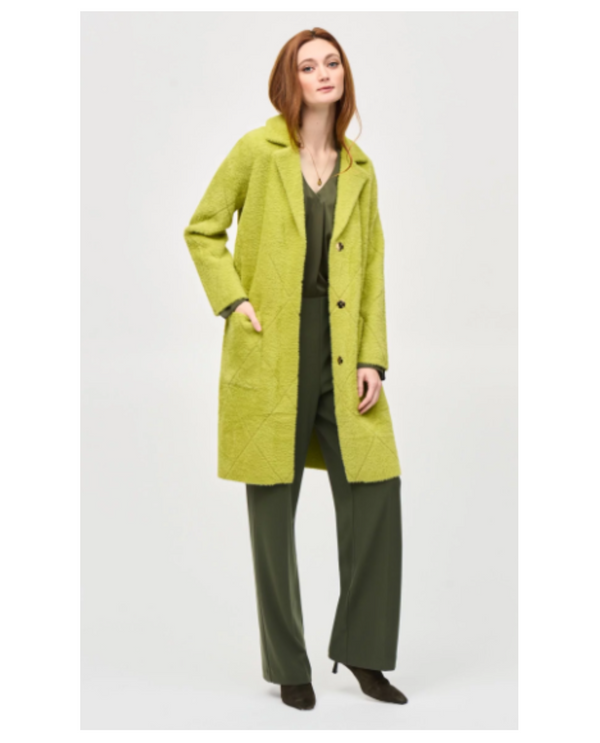 JOSEPH RIBKOFF 233951 KN EE LENGTH TEXTURED KNIT COAT_WASABI