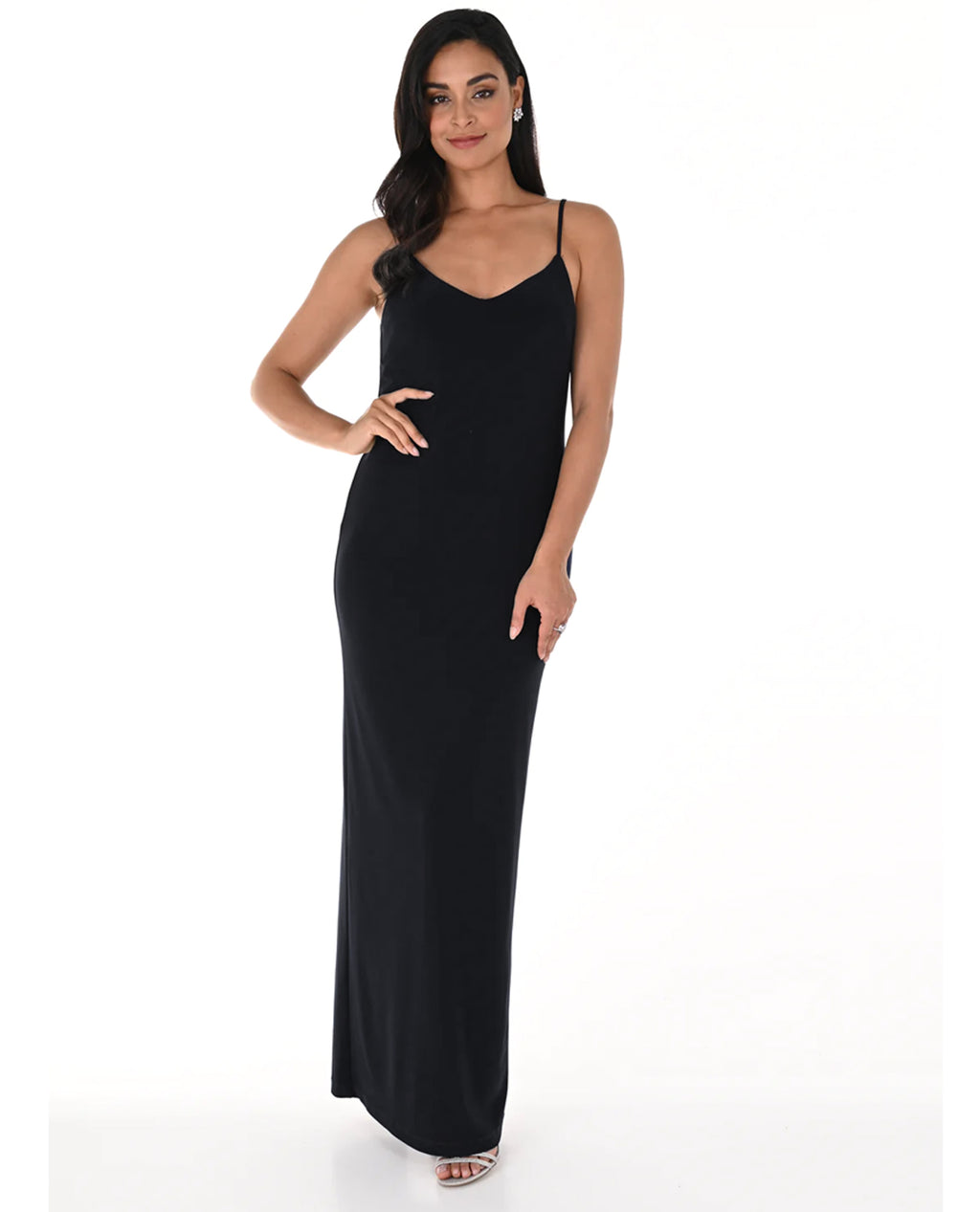 FRANK LYMAN 248031 SPAGHETTI STRAP MAXI DRESS | Black Slip Dress