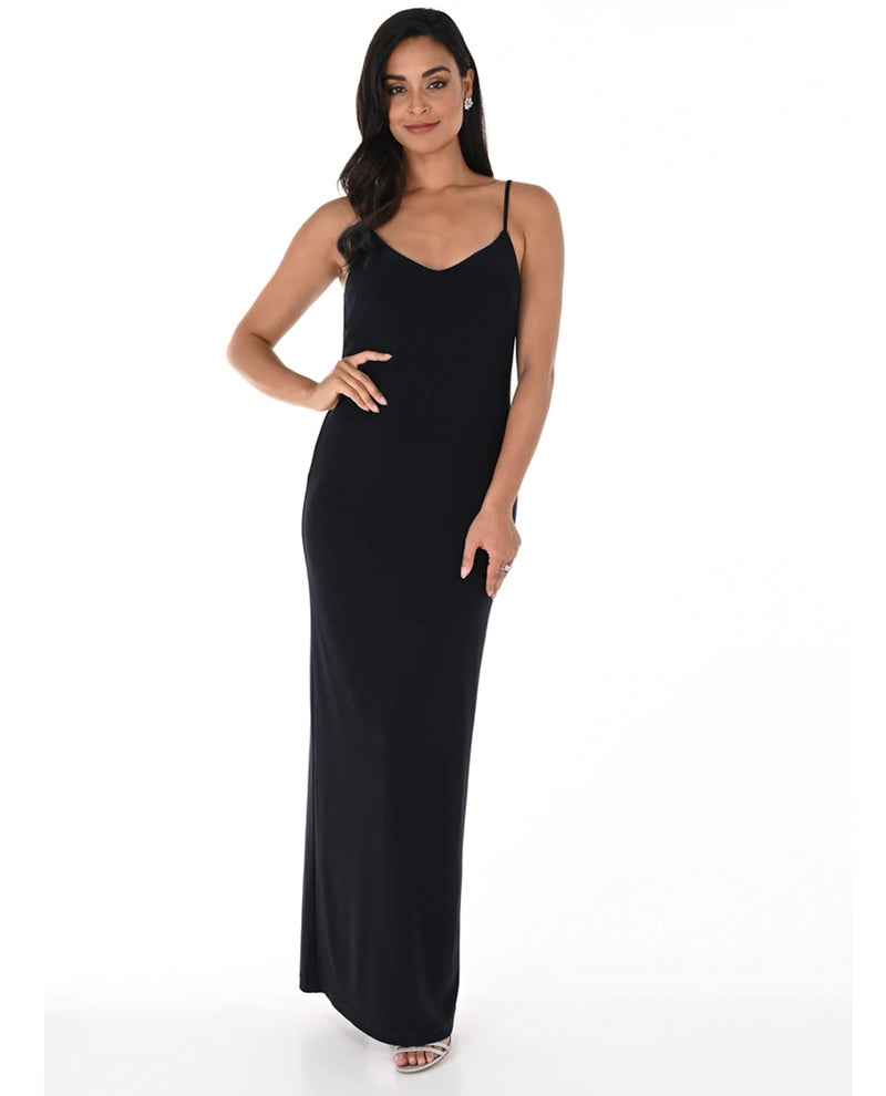 FRANK LYMAN 248031 SPAGHETTI STRAP MAXI DRESS | Black Slip Dress FRANK LYMAN 248031 SPAGHETTI STRAP MAXI DRESS | Black Slip Dress
