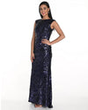 FRANK LYMAN 249421U SLEEVELESS SEQUIN A-LINE DRESS NAVY