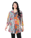 PARSLEY & SAGE 25W214T2 VANITA COLLARED TUNIC BRIGHT MULTI