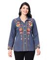 PARSLEY & SAGE 25W252G VICTORIA EMBROIDERED SHIRT DENIM BLUE