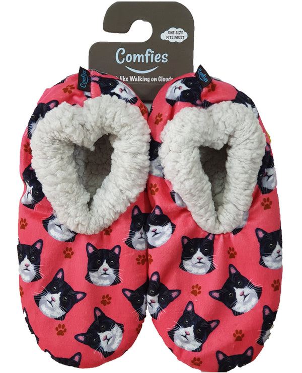 COMFIES 282-3 BLACK & WHITE CAT SLIPPER