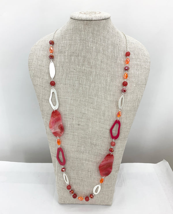 NICKEL FREE RESIN NECKLACE 14524 RED