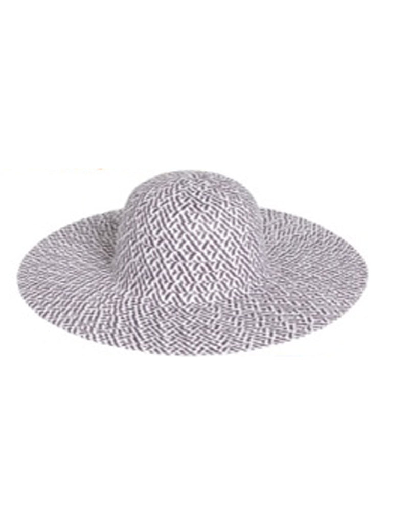 FOR SHORE FS-HAT-103 ROUND WOVEN SUN HAT PURPLE/WHITE 