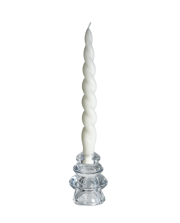 3.75" Glass Christmas Tree Taper Candle Holder CLEAR