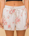 HEM & THREAD 30244 FLORAL FRENCH TERRY SHORT GREY/CORAL