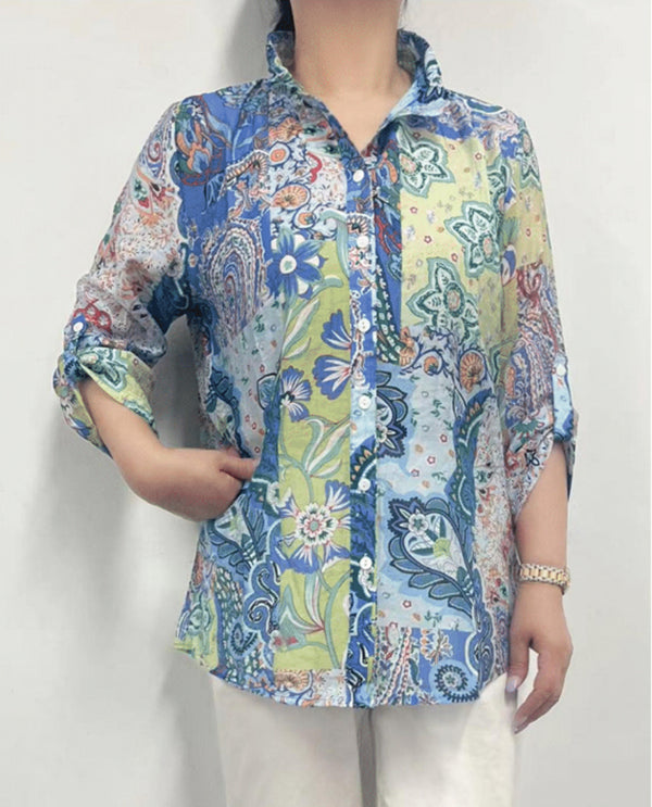 CREATION AM302 3/4 SLV PAISLEY TOP