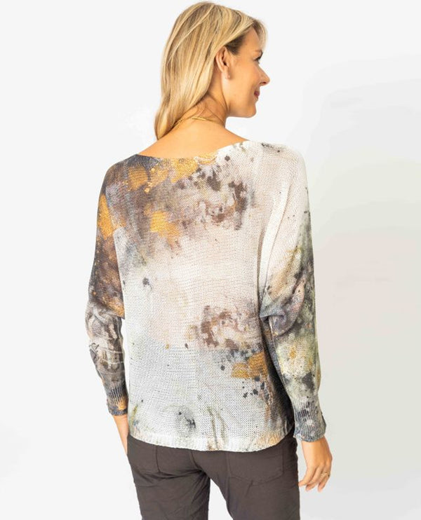 MADE IN ITALY 3030 PAINT SPRAY SWEATER BROWN