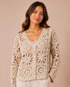 NINETY NS1438 LS CROCHET CARDIGAN
