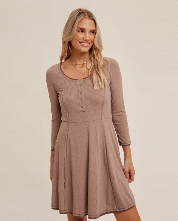 HEM & THREAD 31682W SNAP BUTTONED RIB DRESS